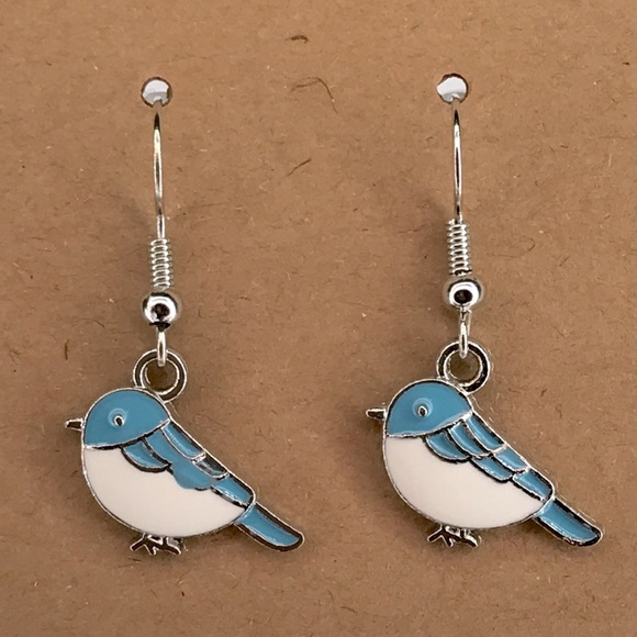 Jewelry - Blue and White Bird Earrings